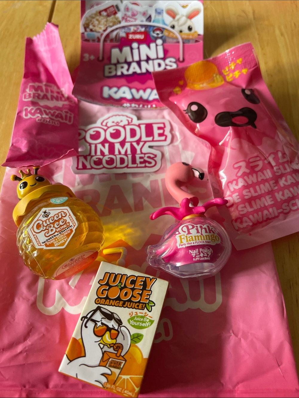 Mini Brands Kawaii Pink Toy Pack - Pink Flamingo Nail Polish & Cute Food Toys